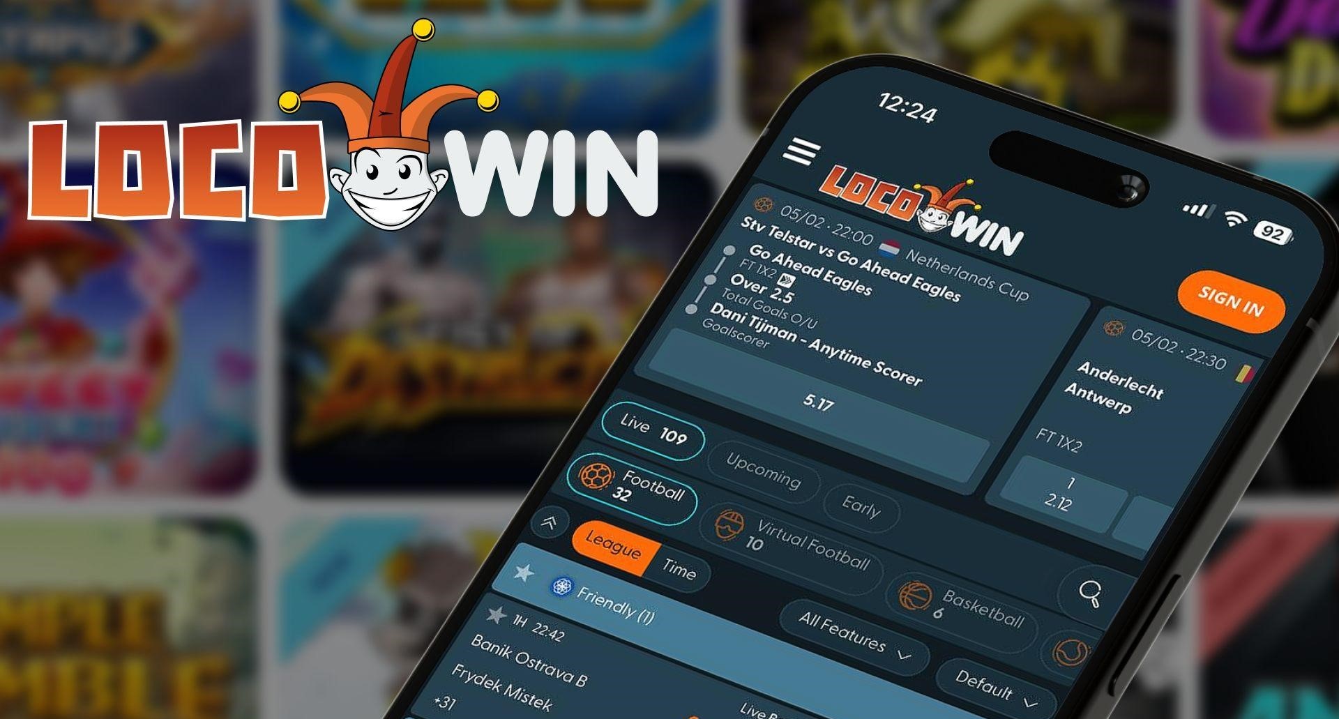 Screenshot der Locowin Casino App auf einem Smartphone